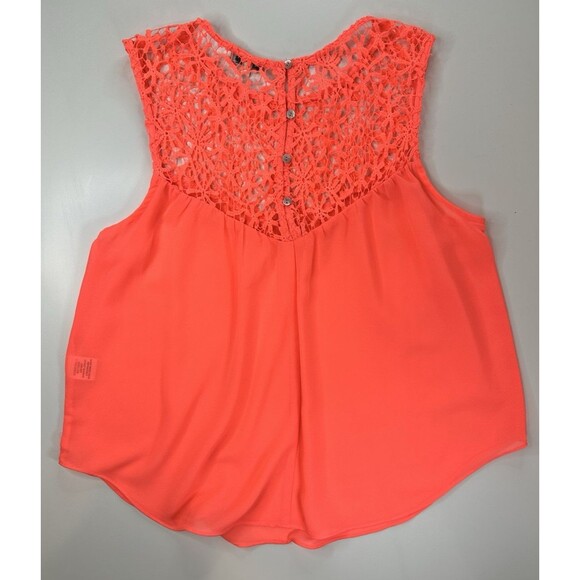 A.PEACH Top Crochet Sleeveless Flowy Peasant Boho Festival Coral Oversize Tank M - Picture 5 of 9